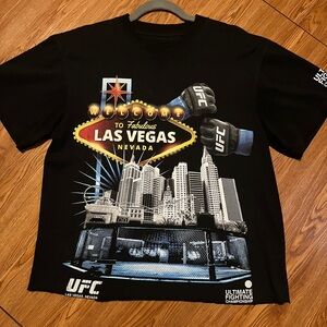 UFC Black cropped Tee with Las Vegas Neon Design